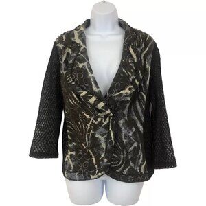 Alberto Makali Women's Mixed Media Mesh Sleeve Black Jacket, sz XL